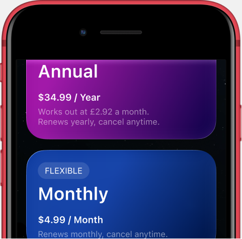The same paywall on iPhone SE3